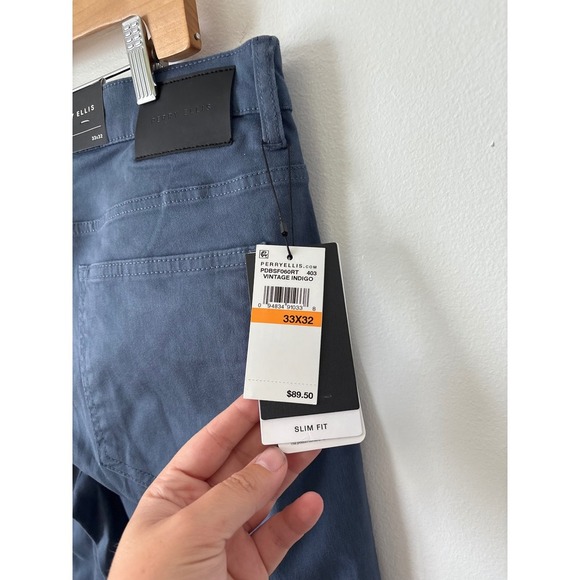 Perry Ellis Slim Fit Lux Touch 5-Pocket Pant – Vintage Indigo – Size 33x32 – NWT - Picture 7 of 7
